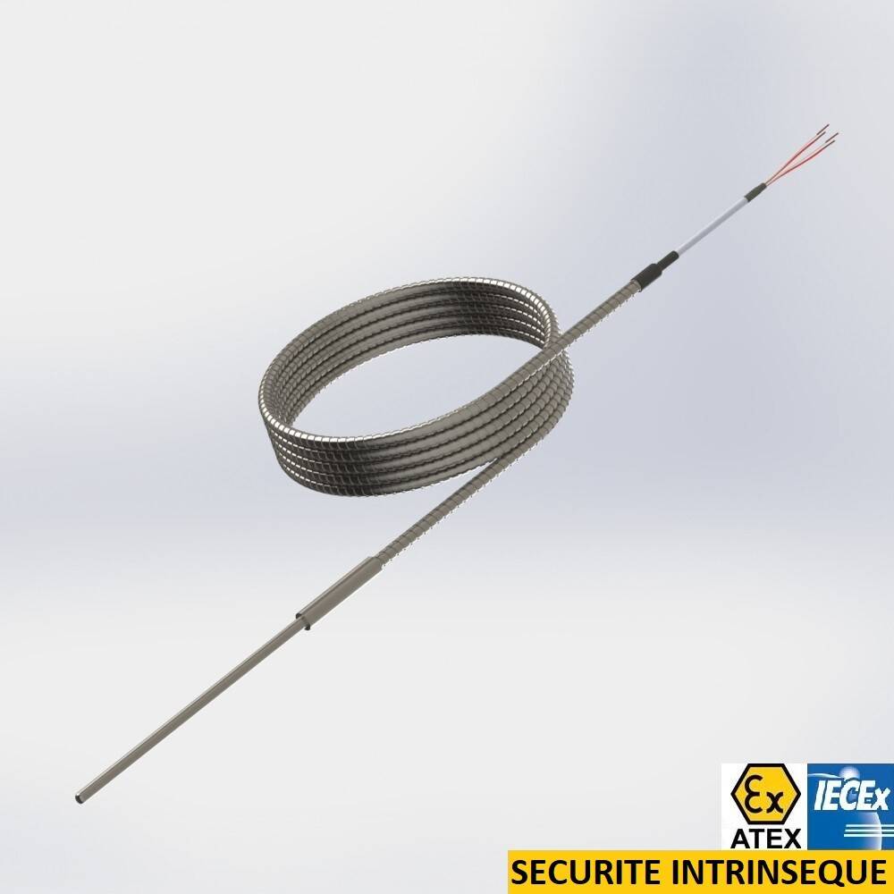 Pot de jonction avec protecteur rigide et câble sous flexible inox