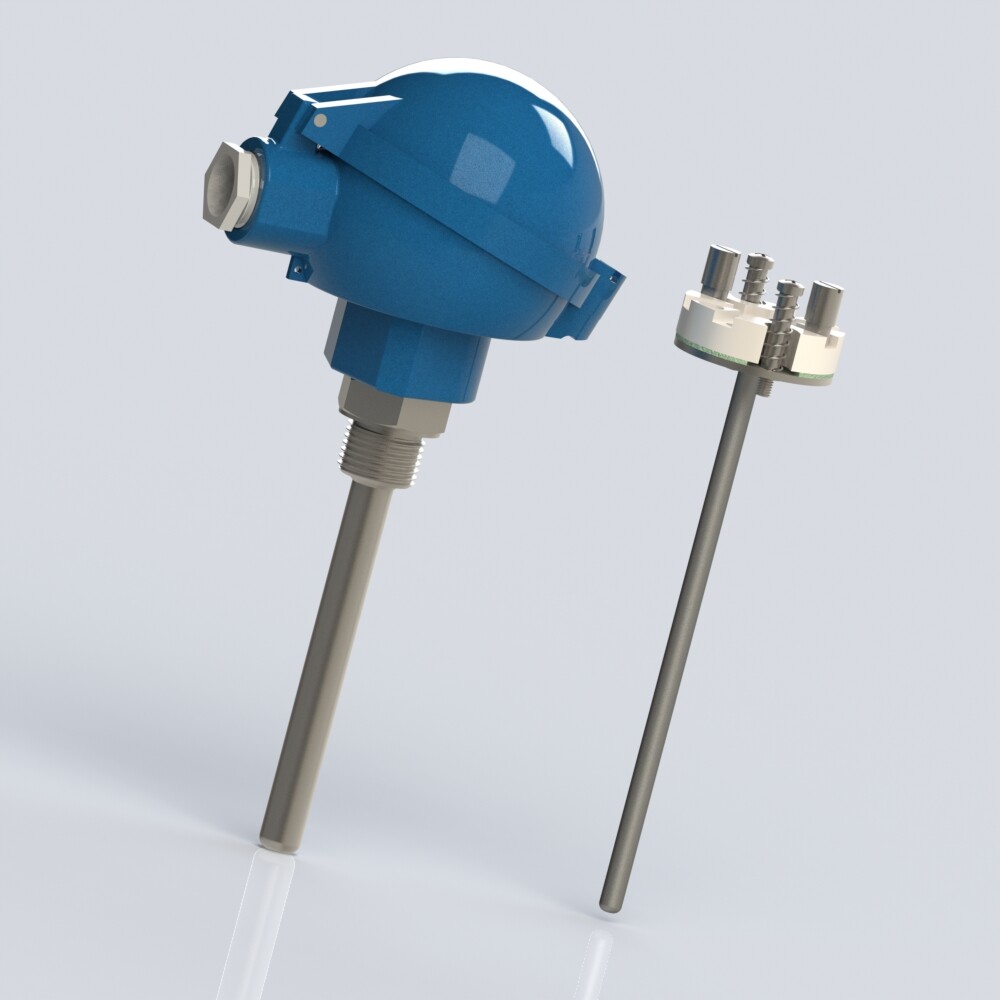 capteur à thermocouple avec élément de mesure interchangeable et protecteur avec raccord filetage mâle gaz cylindrique